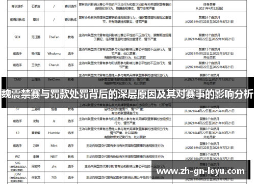 魏震禁赛与罚款处罚背后的深层原因及其对赛事的影响分析